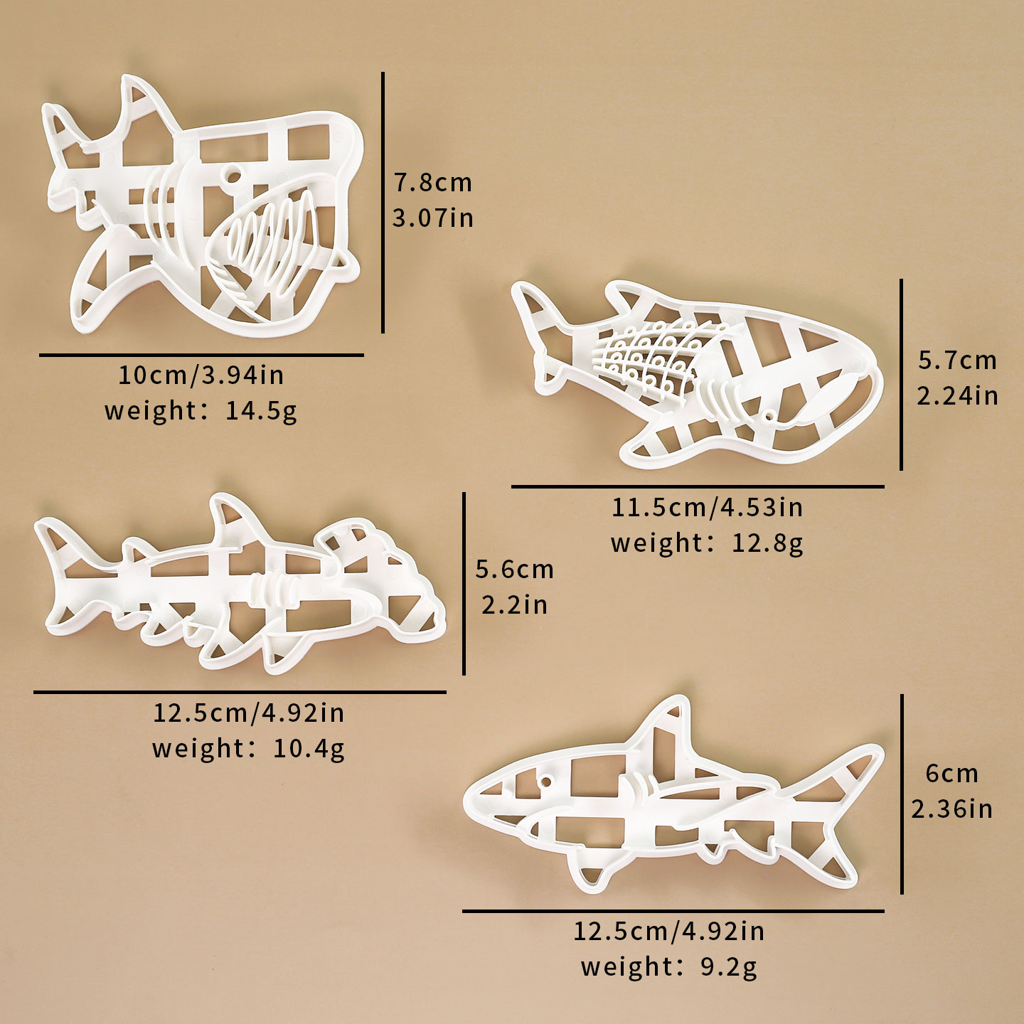 1 Pc/4 Pcs Shark Cookie Cutter - Model Kit Tank 评论和价格